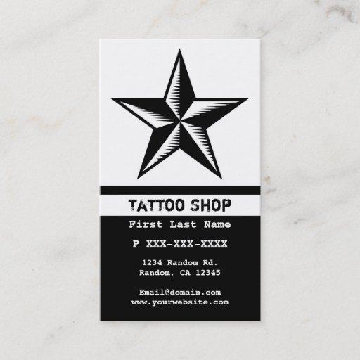 Customizable Black white tattoo star custom business cards