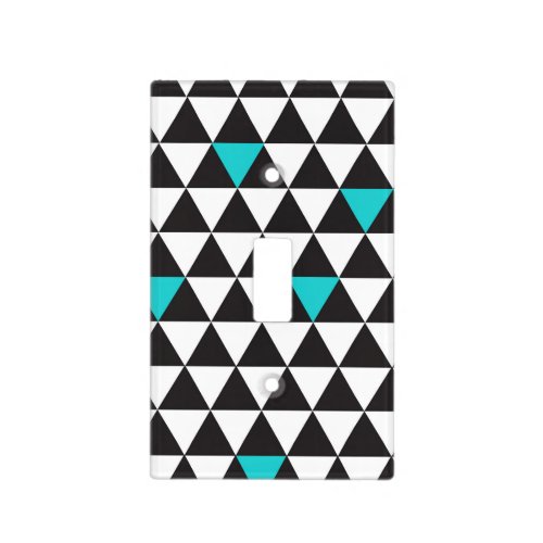 Black White Teal Turquoise Geometric Triangles Light Switch Cover