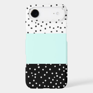 Black white teal watercolor polka dots pattern iPhone 17 air case