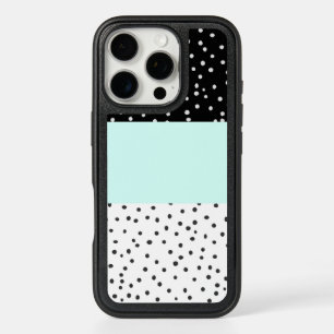 Black white teal watercolor polka dots pattern Ott iPhone 16 Pro Case