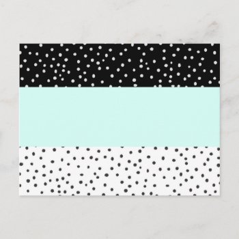 Black White Teal Watercolor Polka Dots Pattern Postcard by pink_water at Zazzle