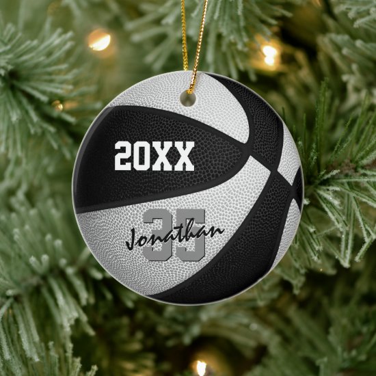 black white team colors basketball memento ceramic ornament