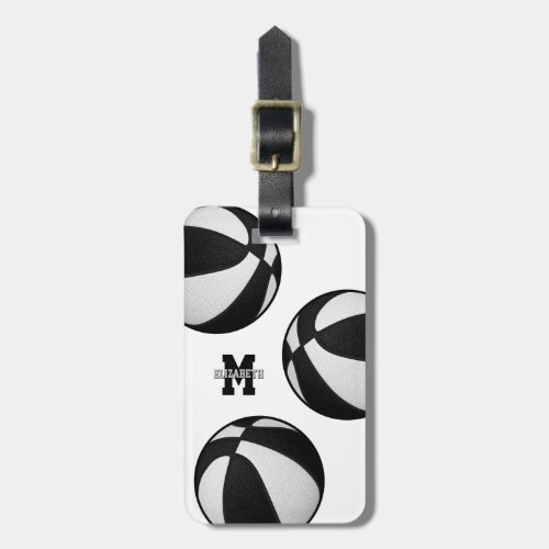 black white team colors basketball travel bag luggage tag