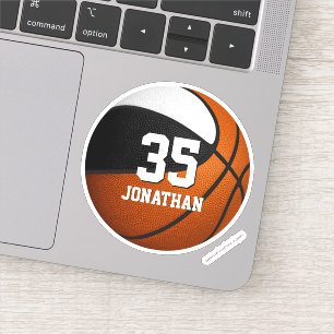 black white team colors boys girls basketball sticker