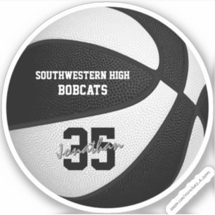 black white team colors boys girls basketball sticker