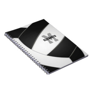 black white team colors girls boys volleyball notebook
