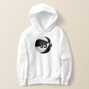 black white team colors jersey number basketball hoodie