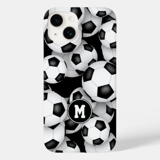 Black white team colors kids soccer balls pattern Case-Mate iPhone 14 case