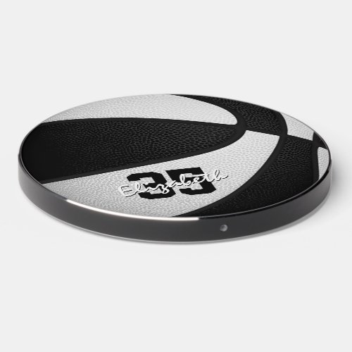 black white team colors kids sports basketball wireless charger 