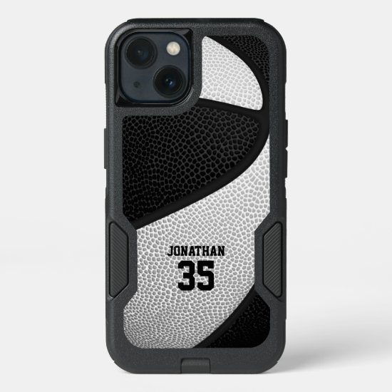black white team colors personalized basketball iPhone 13 case