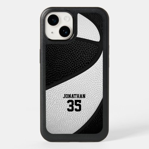 black white team colors personalized basketball OtterBox iPhone 14 case