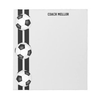black white team colors soccer coach custom notepad
