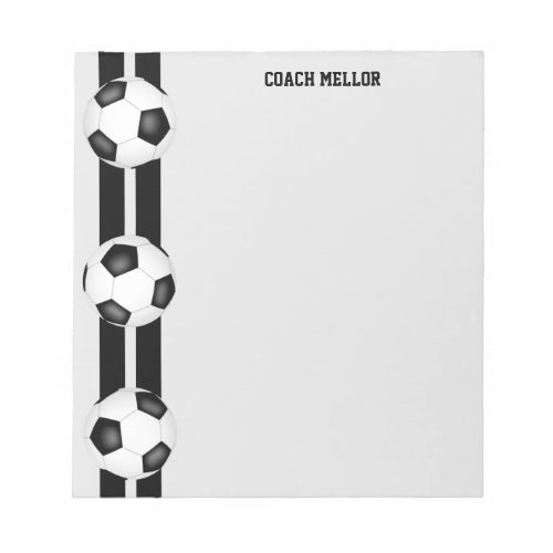 black white team colors soccer coach custom notepad