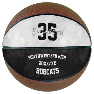 Black white team colors sports season keepsake basketball