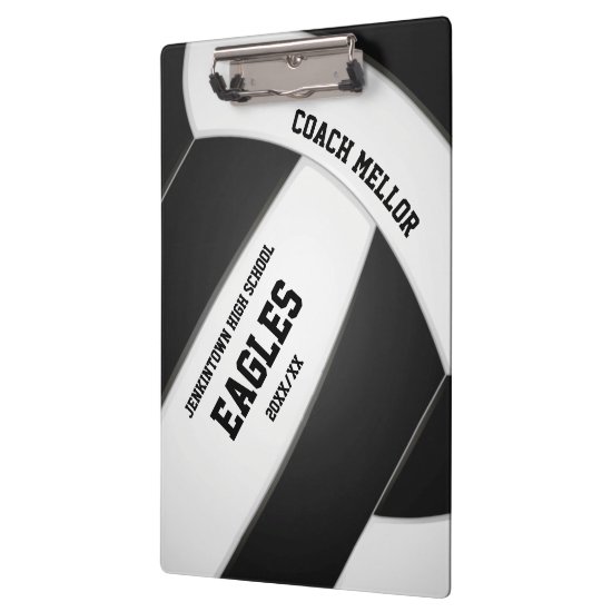 black white team colors volleyball coach clipboard