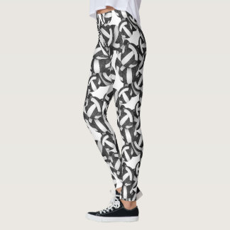 black white team colors volleyballs pattern leggings