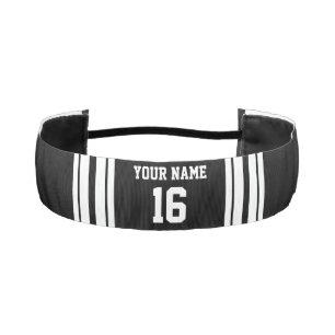 Black White Team Jersey Custom Number Name Athletic Headband