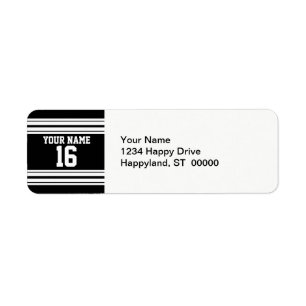 Black White Team Jersey Custom Number Name Label