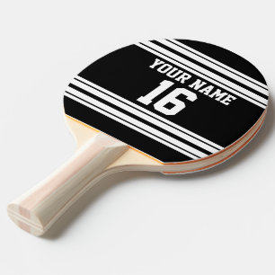 Black White Team Jersey Custom Number Name Ping-Pong Paddle