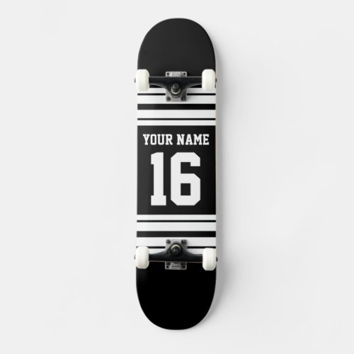 Black White Team Jersey Custom Number Name Skateboard Deck