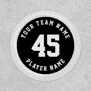 Black White Team Name Number Patch