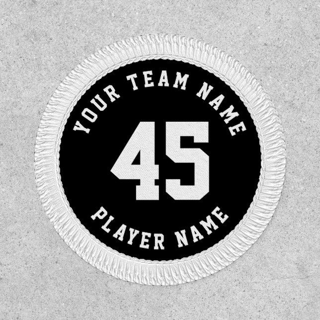 Black White Team Name Number Patch (Front)