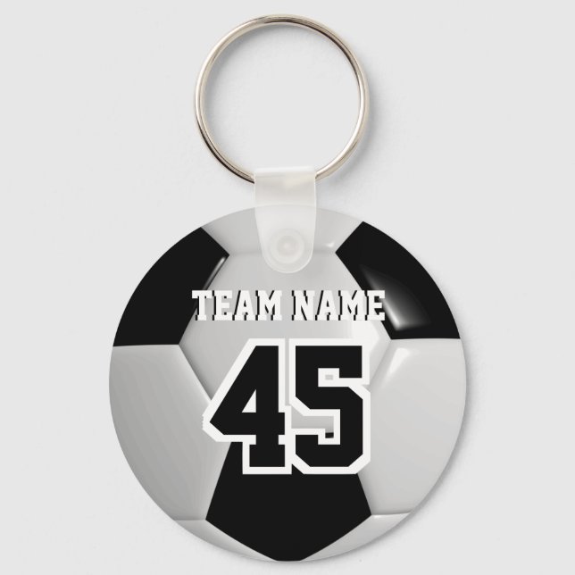 Black & White Team Soccer Ball Keychain (Front)