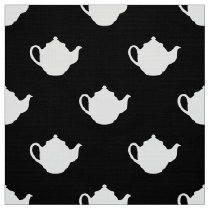 Black white teapots pattern fabric