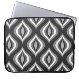 Black &amp; White Teardrops Modern Geometric Pattern Laptop Sleeve
