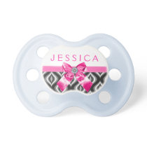 Black & White Teardrops Pattern &Pink Bow Pacifier