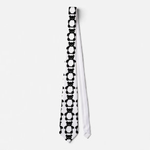Black white teddy bear pattern tie