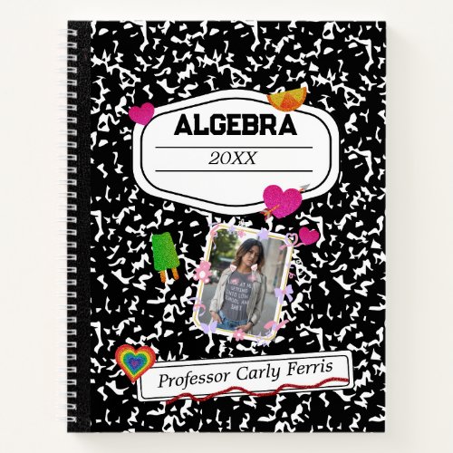Black White Teen Collage School Custom Photo Notebook