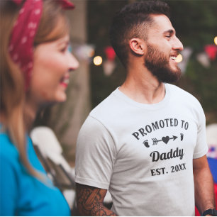 Black White Text Promoted To Daddy New Fatherhood T-Shirt