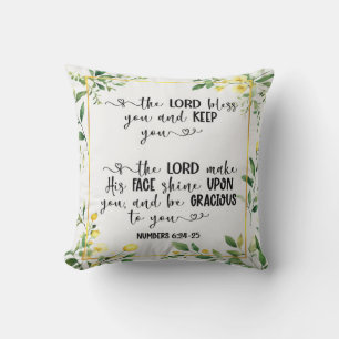 Black & White Text, The Lord Bless You Throw Pillow