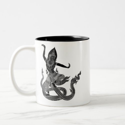 black white thai dragon and angel Two_Tone coffee mug