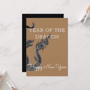black white thai dragon angel, year of the dragon invitation