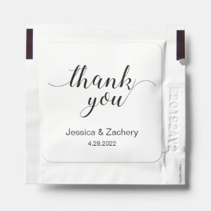 Black White Thank You Calligraphy Wedding Hand Sanitizer Packet