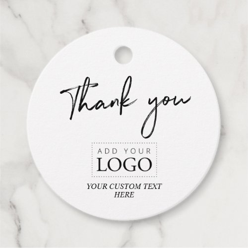 Black  White Thank you Custom Business Logo Favor Tags