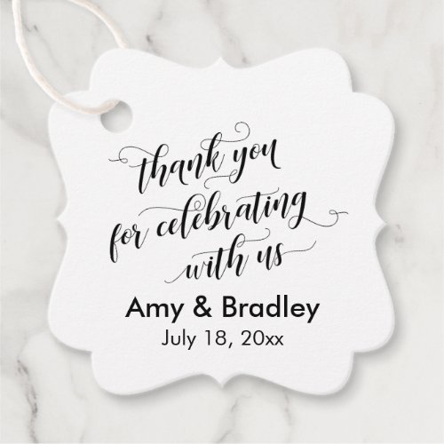 Black  White Thank You for Celebrating with Us Favor Tags