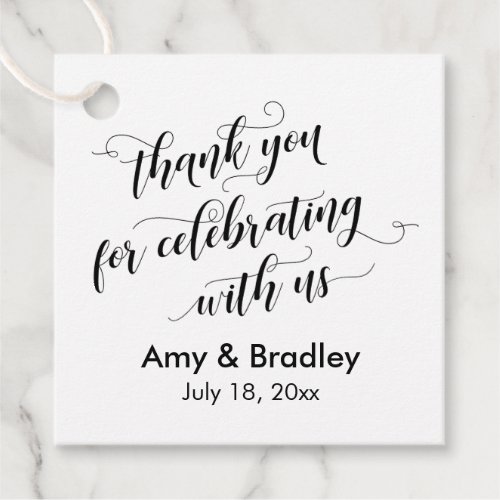 Black  White Thank You for Celebrating with Us Favor Tags