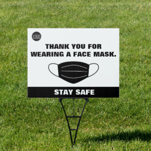 Black white Thank you for Wearing a Face Mask Sign