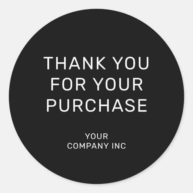 Black & White Thank You for Your Purchase Sticker (Front)