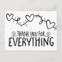 Black & White Thank You Hearts Wedding Party