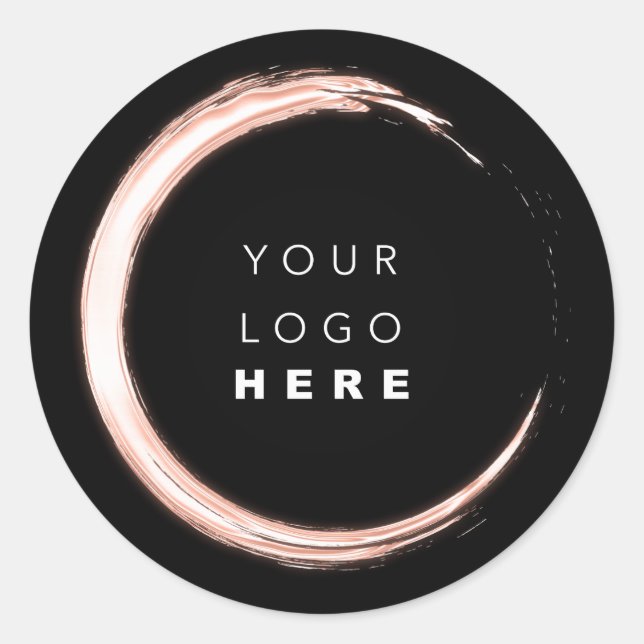 Black White Thank You Logo Rose Minimalism Classic Round Sticker (Front)