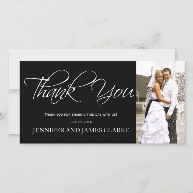 Black White Thank You Photo Cards (Front)