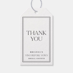 Black & White Thank You Vino Before Vows Gift Tags