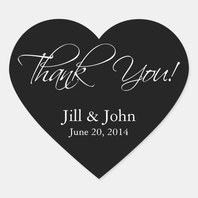 Black White Thank You Wedding Favor Stickers (Front)