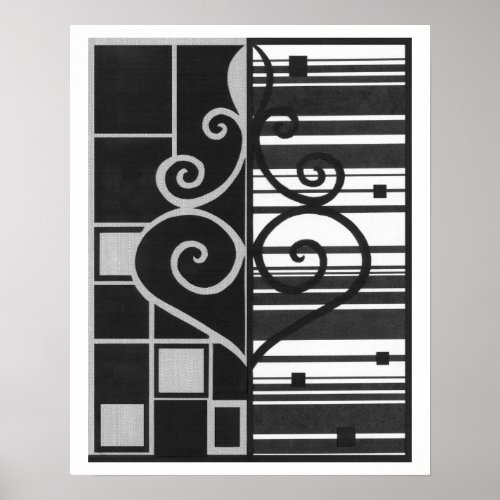 Black White THE HAGUE Ornament Collage Poster