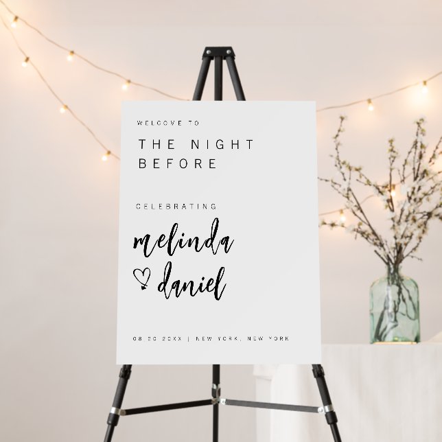 Black & White The Night Before Wedding Sign (In Situ (Stand))