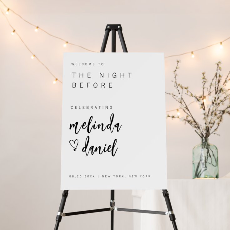 Black & White The Night Before Wedding Sign | Zazzle